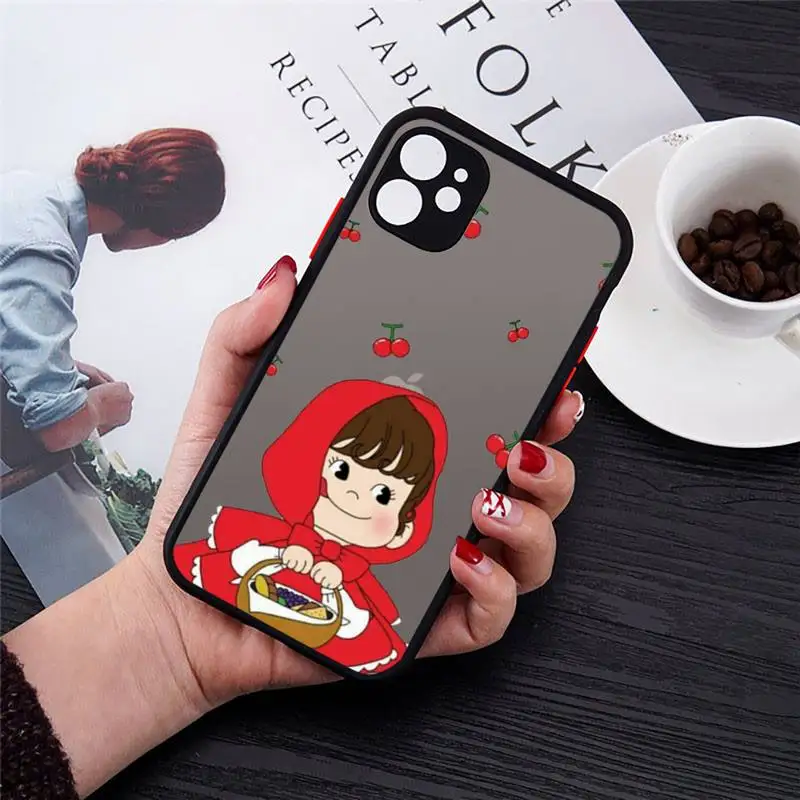 

Sweet Peko Milk Milky Phone Case Transparent Matte for iPhone 7 8 11 12 s mini pro X XS XR MAX Plus cover funda