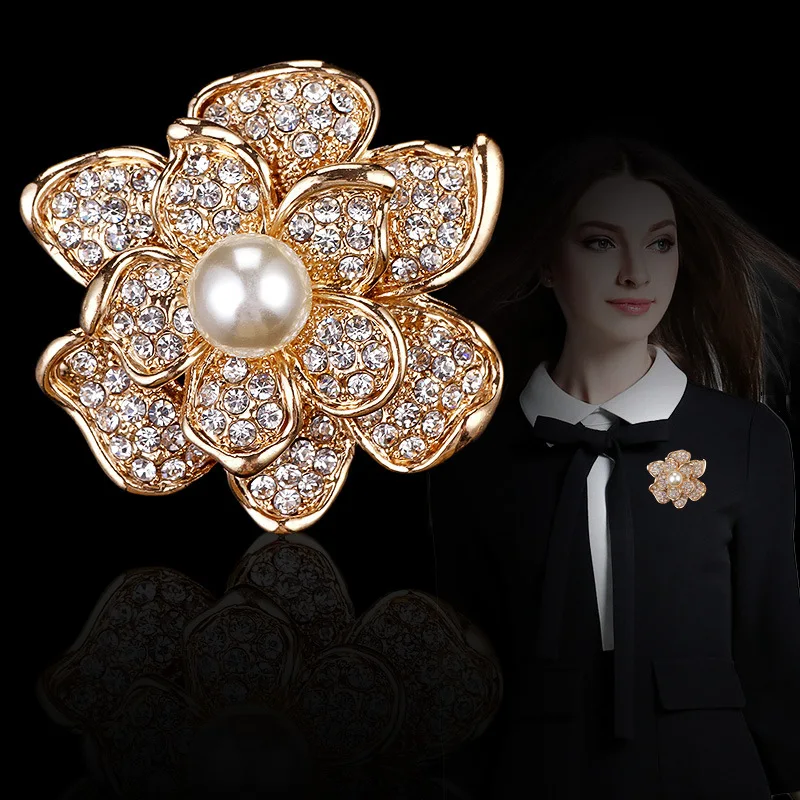 Бесплатная доставка красивый полный стразы CZ трехслойный цветок розы с белой