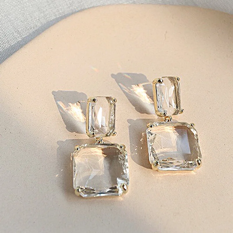 

Earrings geometric square perfume bottle earrings female cold wind temperament all-match earrings