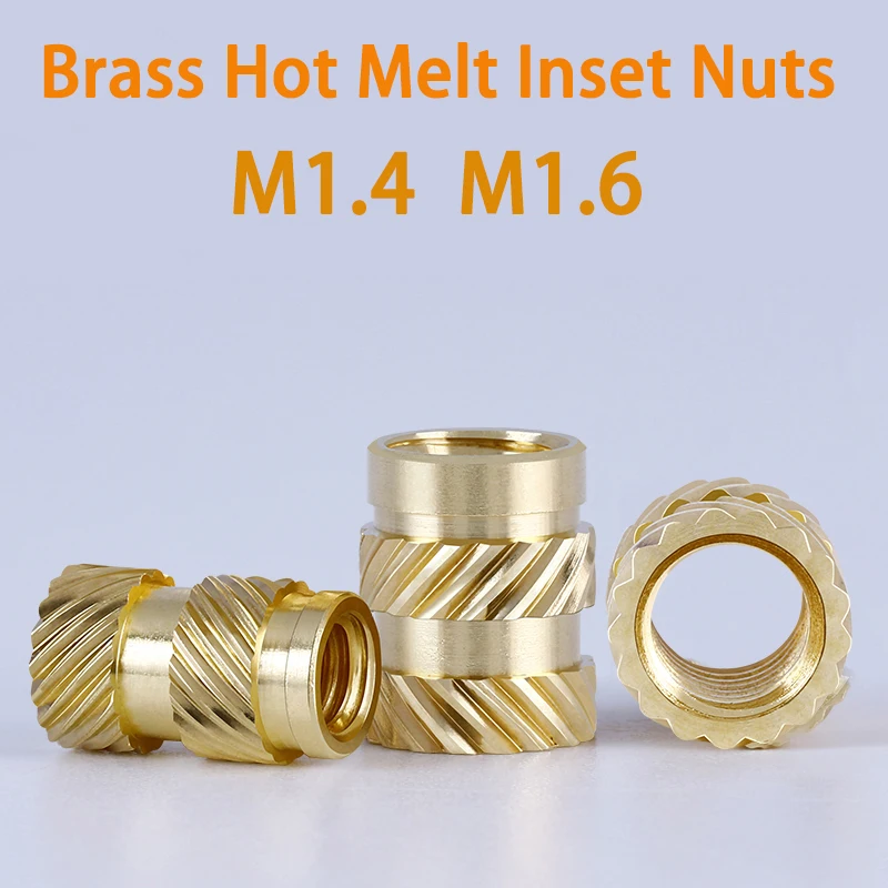 

M1.4 M1.6 Brass Knurled Round Insert Embedded Nut Copper Nusert Injection Moulding Nut Small Phone Nut