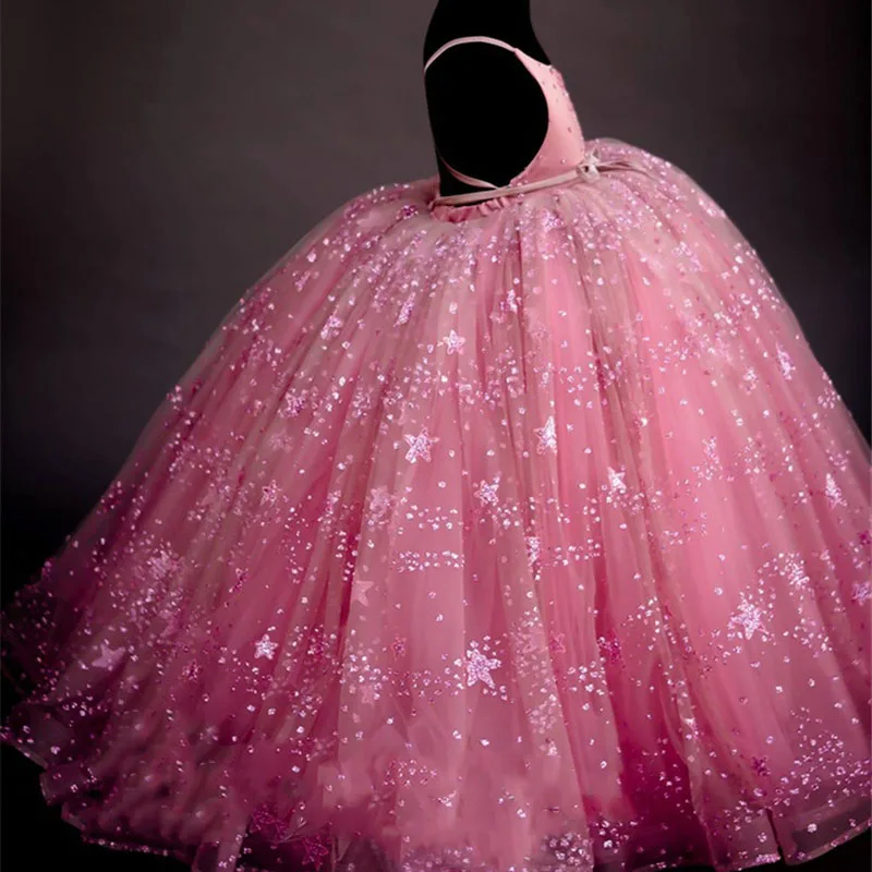 Детские платья для свадебной вечеринки девочек детские Бальные с блестками