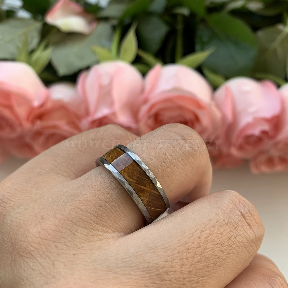 Новый стиль 8 мм вольфрамовое молотковое кольцо для мужчин женщин виски баррель