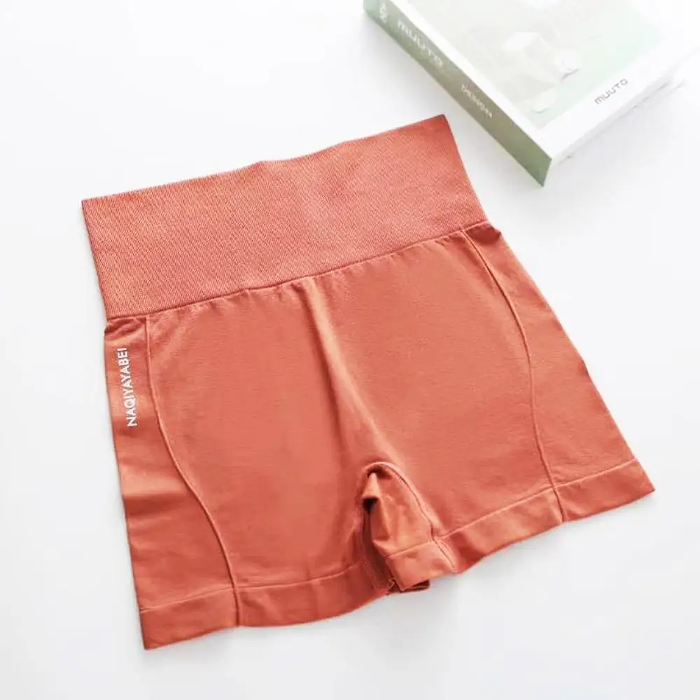 Шорты женские бесшовные с высокой талией для фитнеса и йоги спортивные Леггинсы