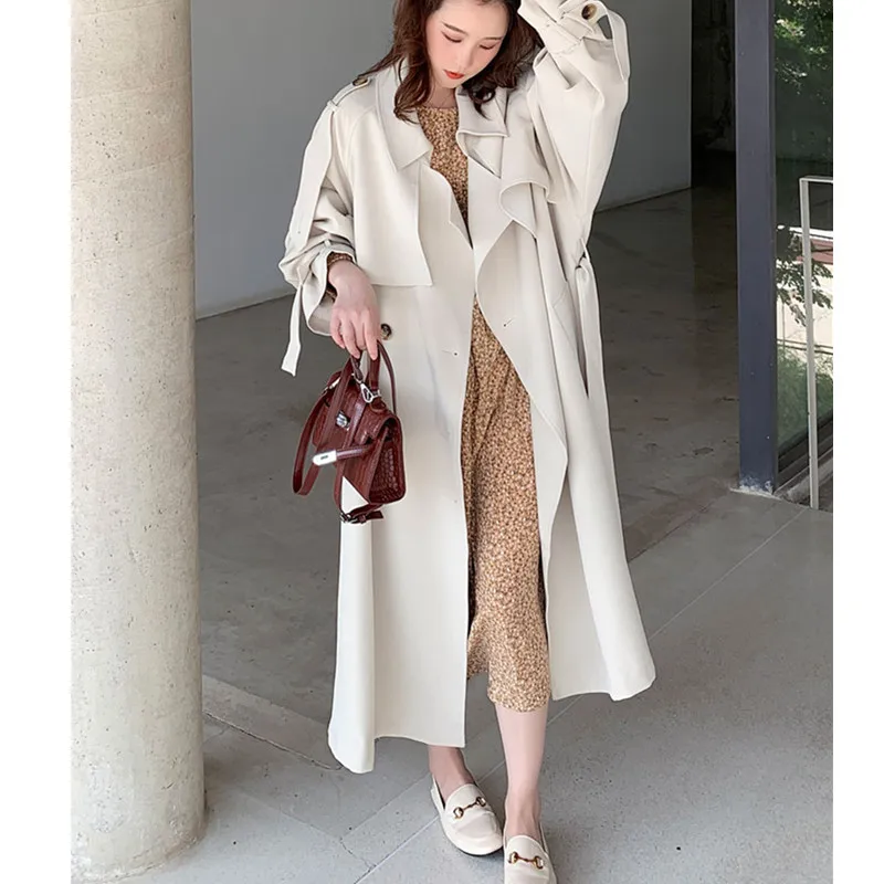 

Trench Coat Women Overcoat 2020 New Autumn Korean Long Sleeve Double breasted Windbreaker Cardigan Female Long Coat Outerwear