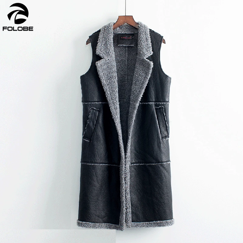Осенне-зимний жилет из овечьей шерсти женский длинный теплый толстый