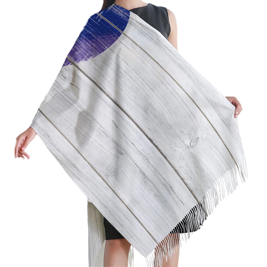 Мягкий кашемировый шарф текстура древесины радужные сердца осень зима легкий