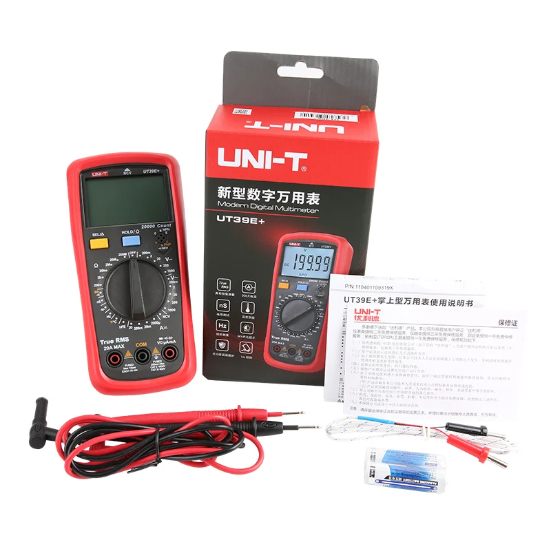 Ручной цифровой мультиметр UNI T UT39E + AC/DC 20A 1000V Автоматический диапазон истинное