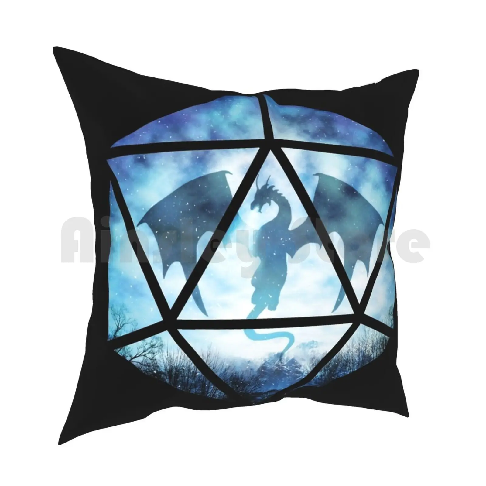 Голубое небо ледяной дракон D20 Подушка Чехол напечатанный дом мягкая рельефная