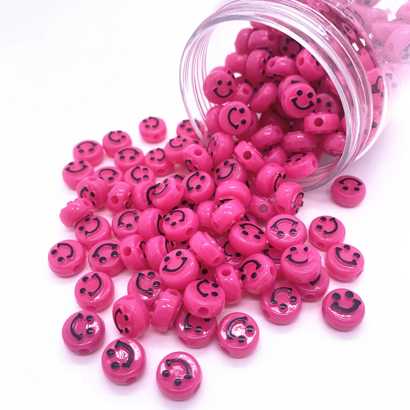 

30pcs 10mm Rose colors Simulation Smiley face Acrylic Shape Spacer Beads For DIY Handmade Jewelry Accessories Make#01