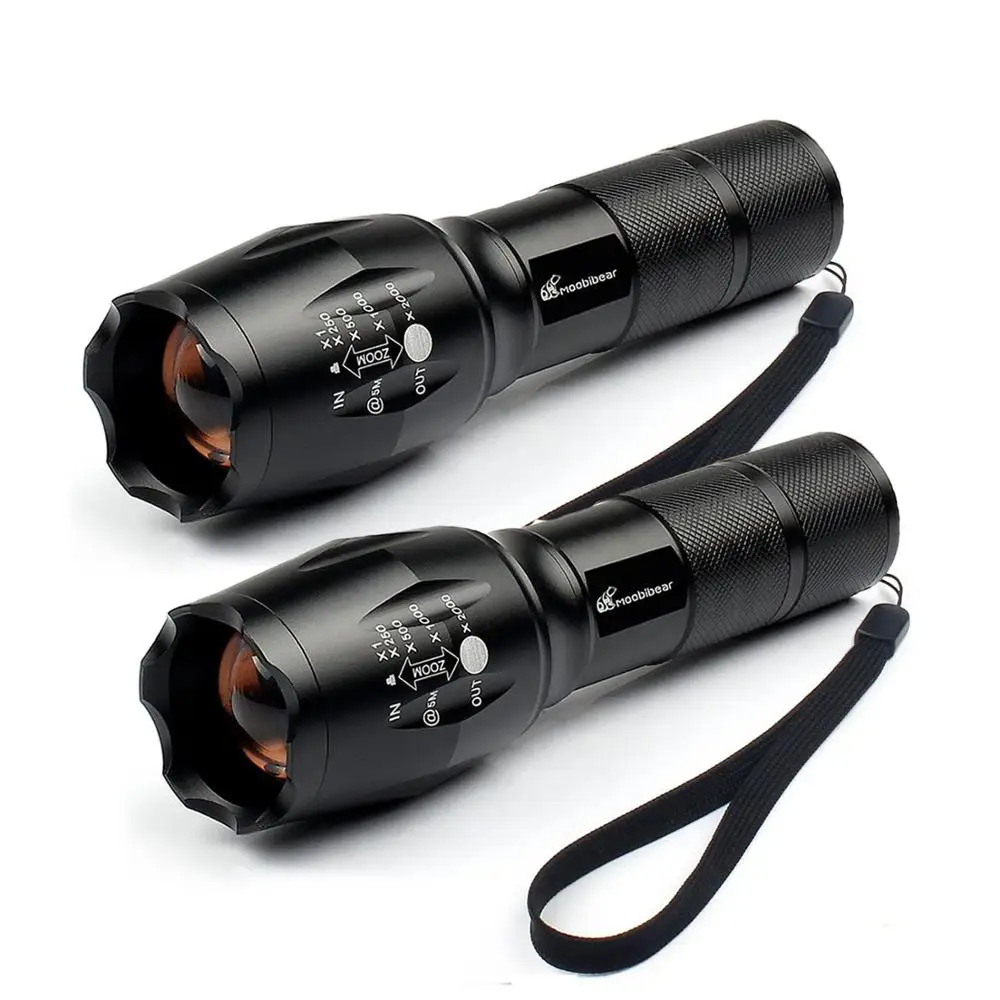 

2Pack LED Ultra Bright Flashlights Zoomable Waterproof Flashlight Tactical Lanterna Portable Torch for Outdoor Camping Bicycle
