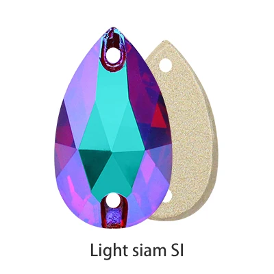 Light Siam SI Сияющие мерцающие мокко флуоресцентные капли слеза стекло пришивные стразы с плоской задней частью Стразы хрустальные пуговицы для шитья одежды ремесла - Цвет: Light Siam SI