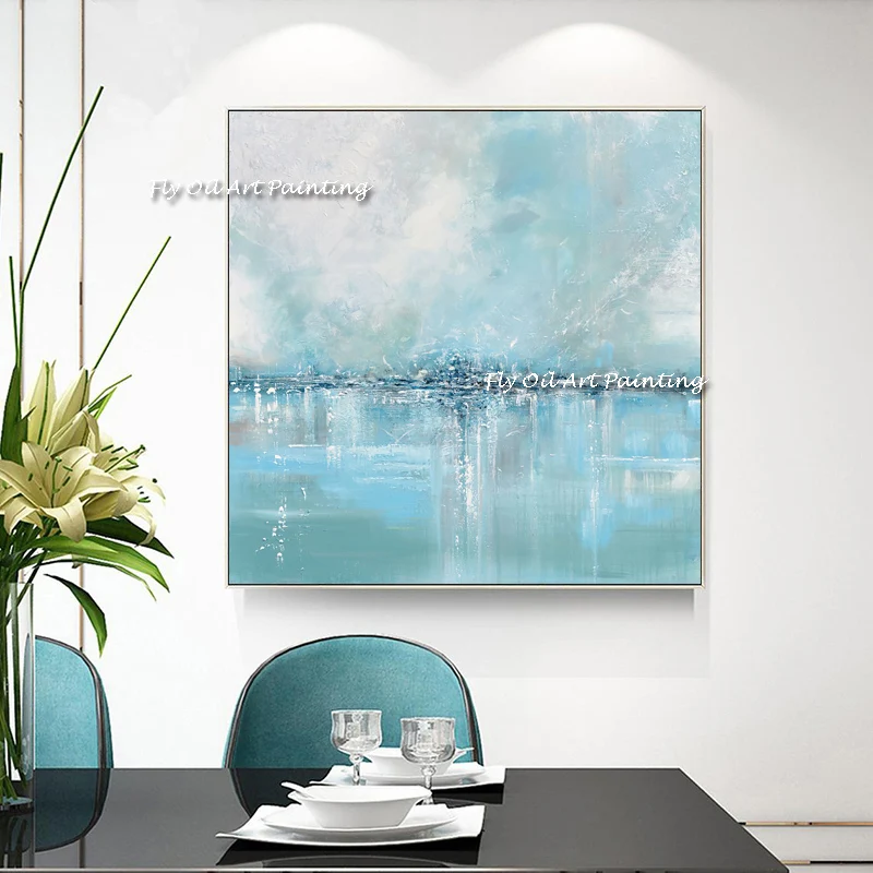 

Blue watercolor landscape Hand painted Modern Abstract canvas Oil Paintings On Canvas Wall Pictures Living Room Nordic Decor