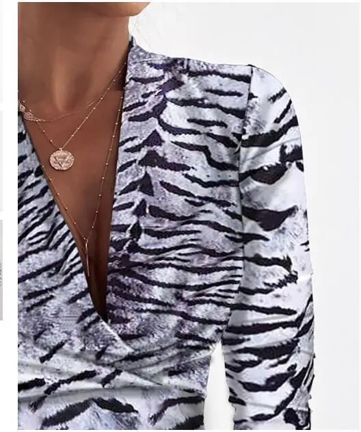 

Women Blouse Long Sleeve Sexy Leopard Print Blouses Sexy V-neck Lady Office Shirt Tunic Casual Loose Tops Plus Size Blusas