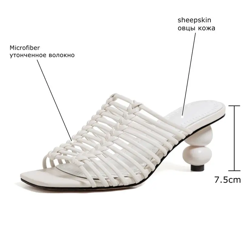 

ALLBITEFO Weave Design Genuine Leather Sheepskin Insode Women Sandals Shoes Summer Night Club Party Shoes Slippers Flip Flops