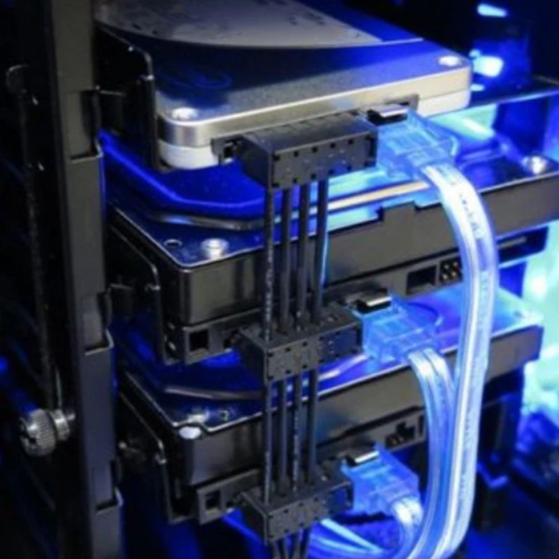 4-контактный IDE/SATA 1to 5 SATA Мощность кабель сплиттер адаптер Кабели 18AWG черного цвета