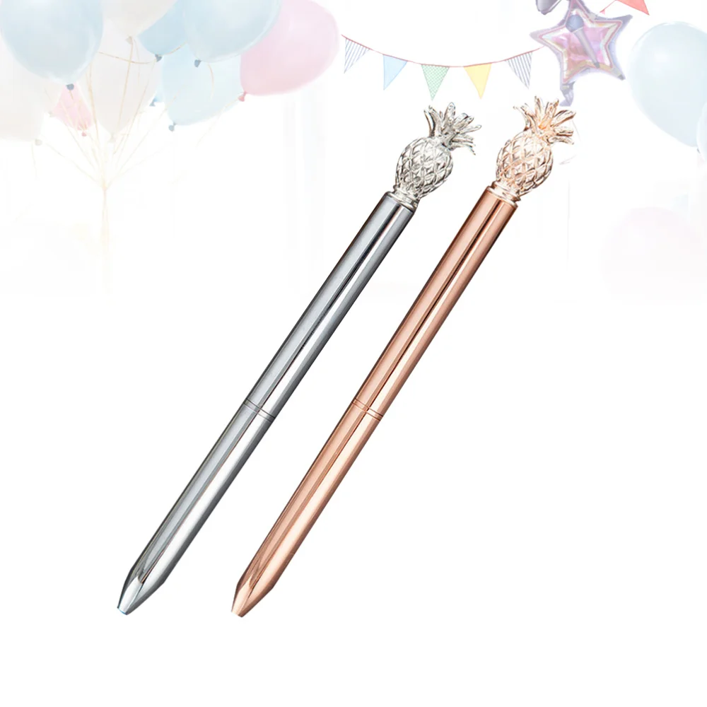 

4PCS Pineapple Design Ballpoint Pens Metal Signing Pens Student Stationery Supplies