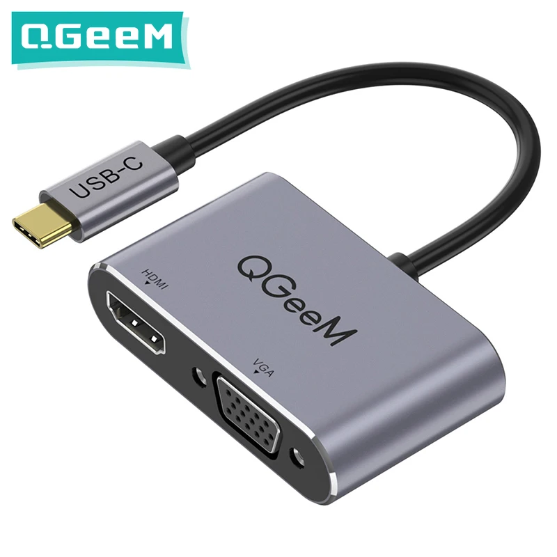 QGeeM USB C HDMI VGA адаптер для ноутбуков Xiaomi Планшеты Macbook Pro Air Thunderbolt 3 Samsung Galaxy S10 / S9 S8 Huawei