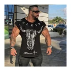 Футболка мужская хлопковая, свободная рубашка с рисунком животных, цвет черный живет, материя, одежда для спортзала