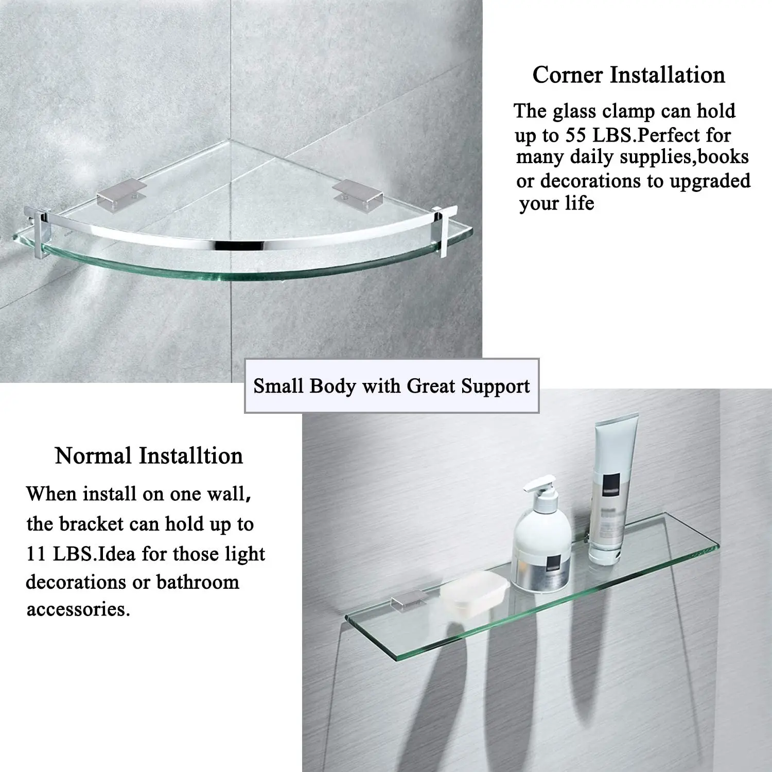 YUMORE стеклянный зажим Стеклянные Кронштейны с покрытием из нержавеющей стали 304