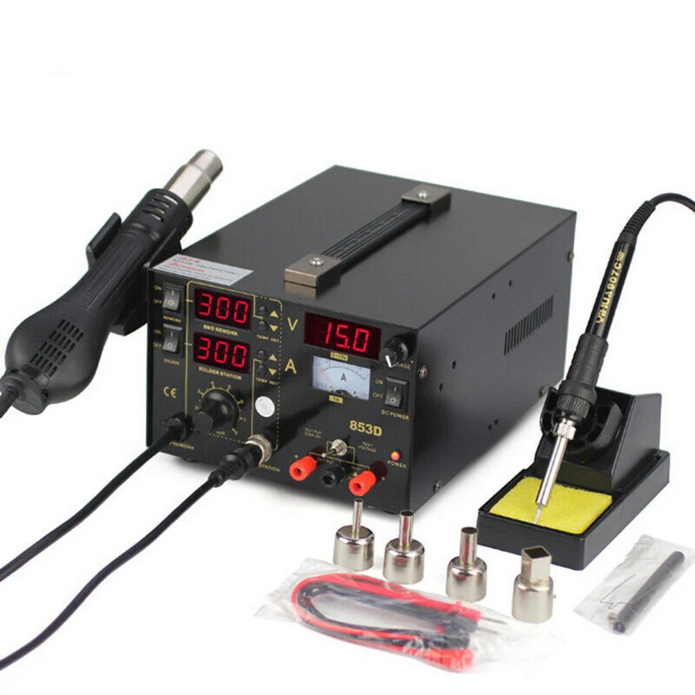 

110V/220V Soldering Station LED Welding Machine Digital Solder Iron Desoldering Station BGA Rework Solder Station Hot Air Gun