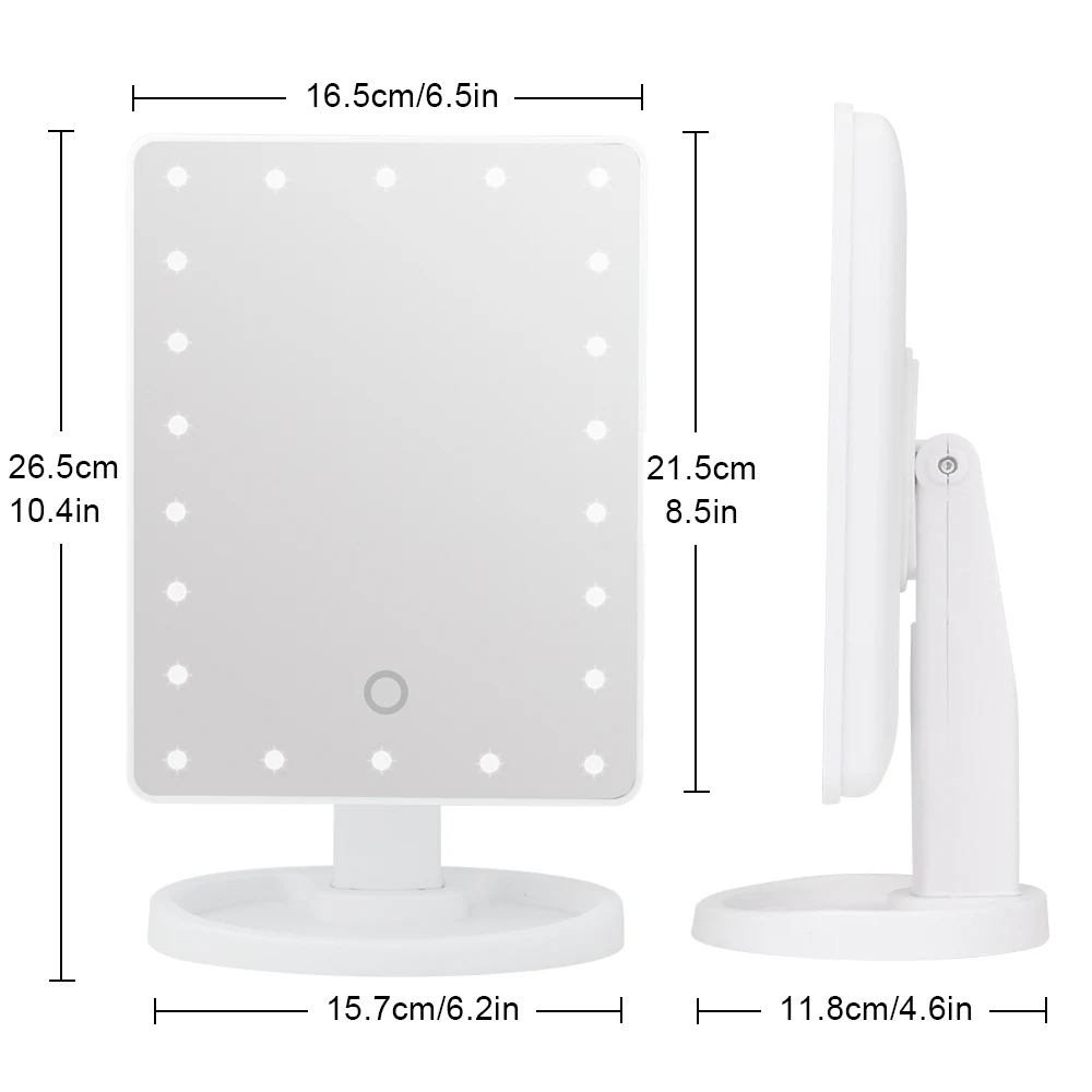 16/22 светодиодный зеркало для макияжа с подсветкой Беспроводная зарядка