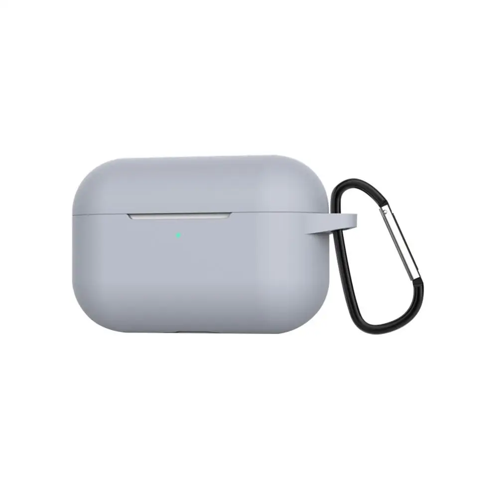 Силиконовый чехол Защитный чехол для Apple Airpods pro TWS blutooth наушники мягкий Air pods pro защитный чехол s крюк для наушников - Цвет: Grey with sling
