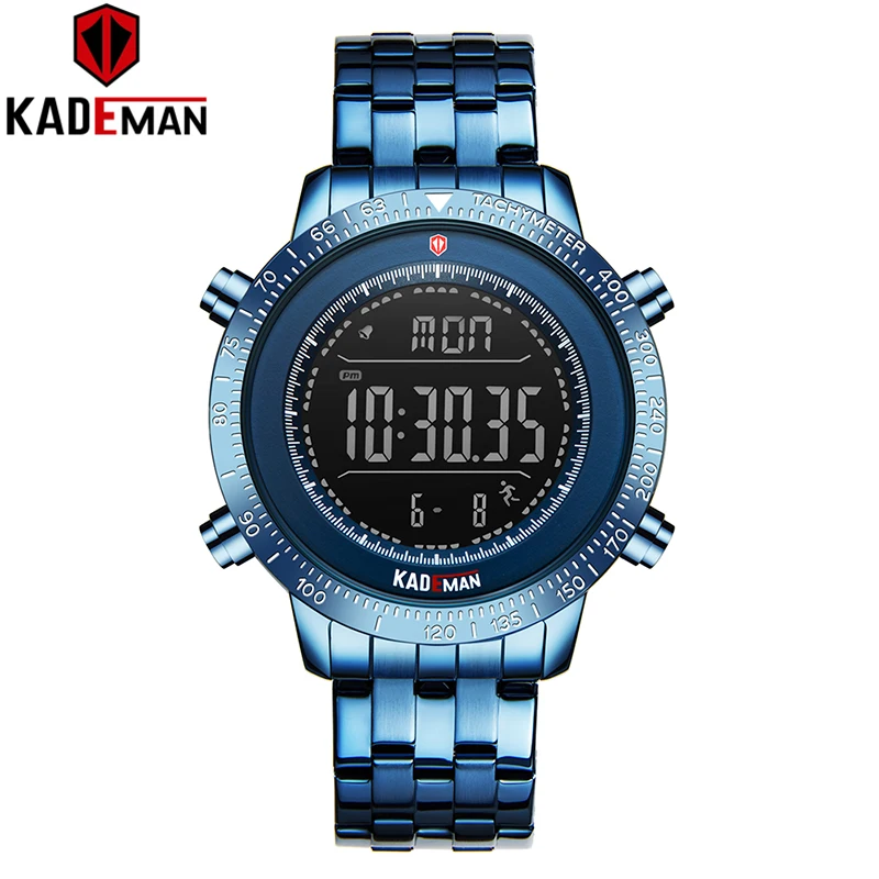 K849-BE-BE KADEMAN Новое поступление Роскошные мужские часы спортивные мужские цифровые часы 3TAM полностью стальные модные наручные часы Лидирующий бренд Relogio Masculino - Цвет: K849-BE-BE