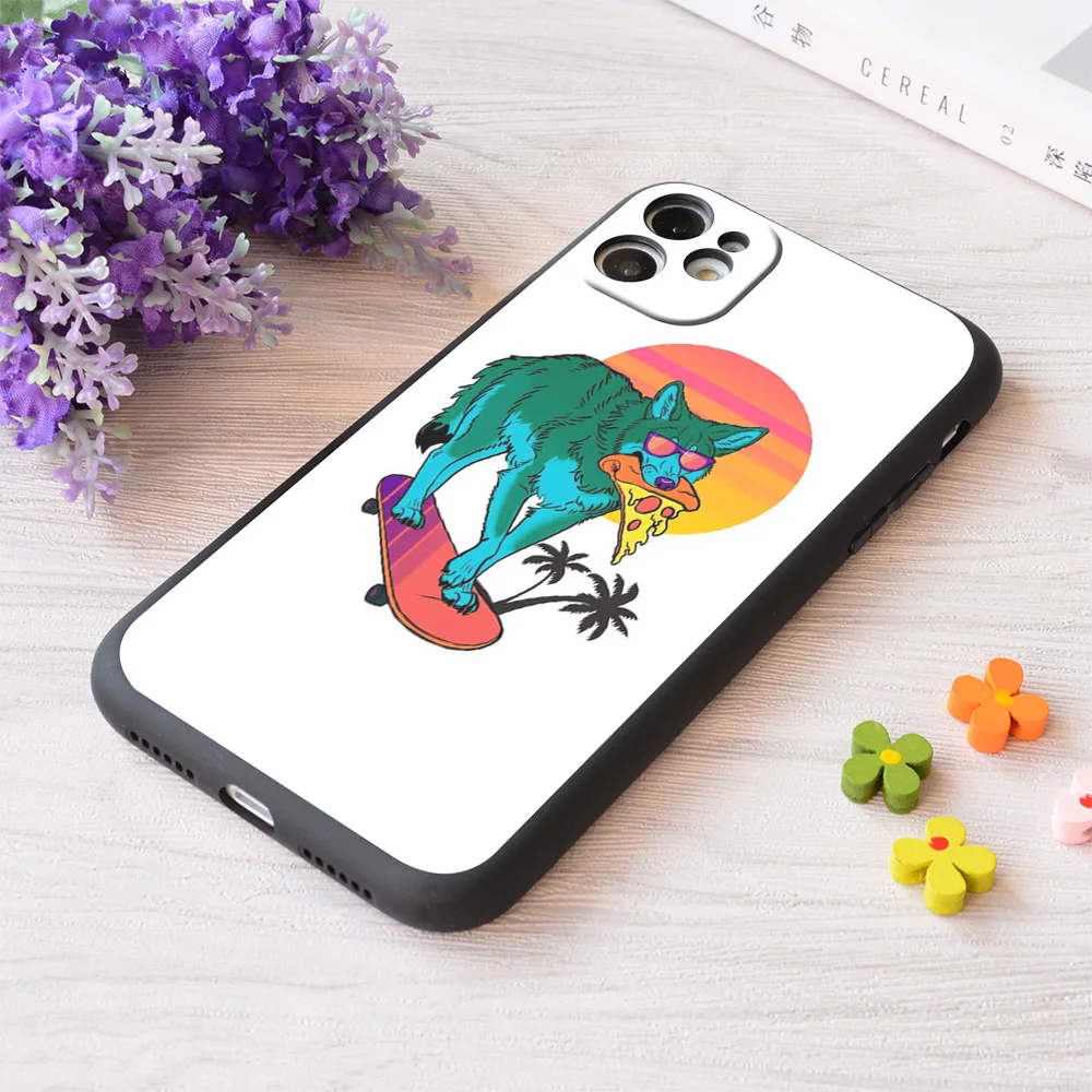 

For iPhone Vaporwave Coyote Print Soft Matt Apple iPhone Case