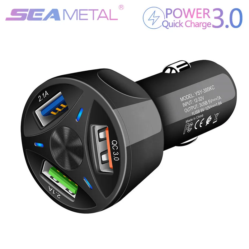 

QC 3.0 Quick Charge Car Charger 3 USB Ports Cigarette Light Adapter Universal 12V/24V Input 5V Output Power Adapter Car Products