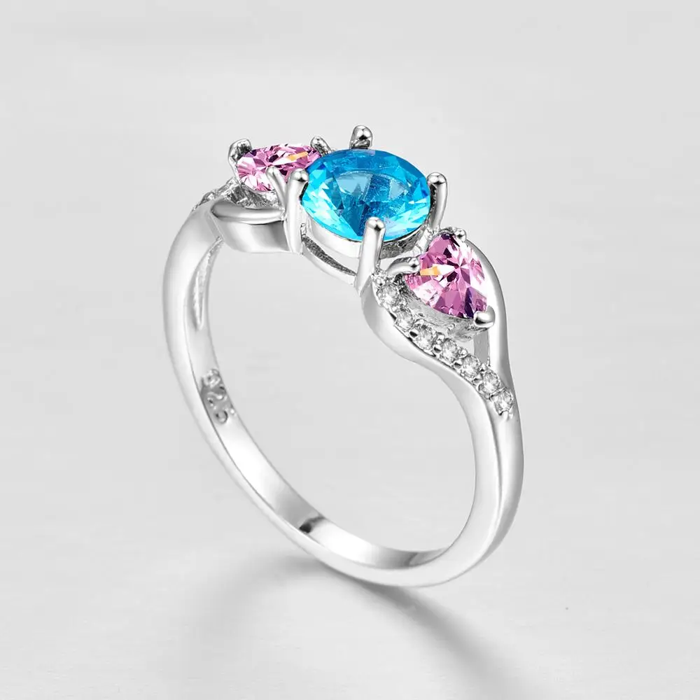 Женское кольцо с круглым вырезом Lingmei обручальное серебряного цвета