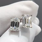 Серебро 925 оригинальный 1 карат всего 2 ct D Цвет Diamond тесты последние изумрудная огранка, серьги-гвоздики с муассанитом серьги для женщин вечерние ювелирные изделия