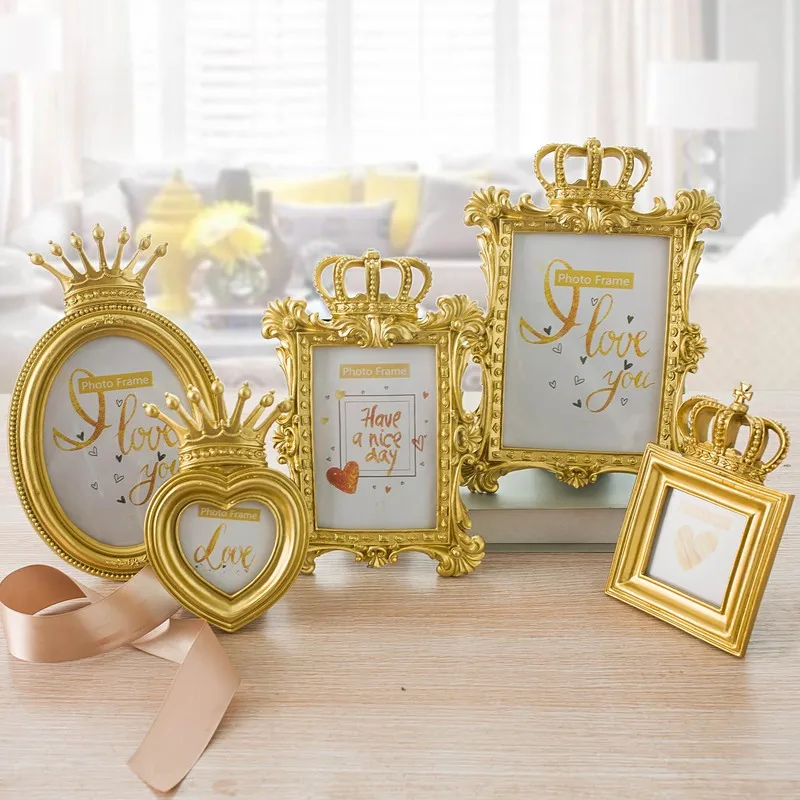 Золотая декоративная фоторамка в скандинавском стиле с короной рамка из смолы