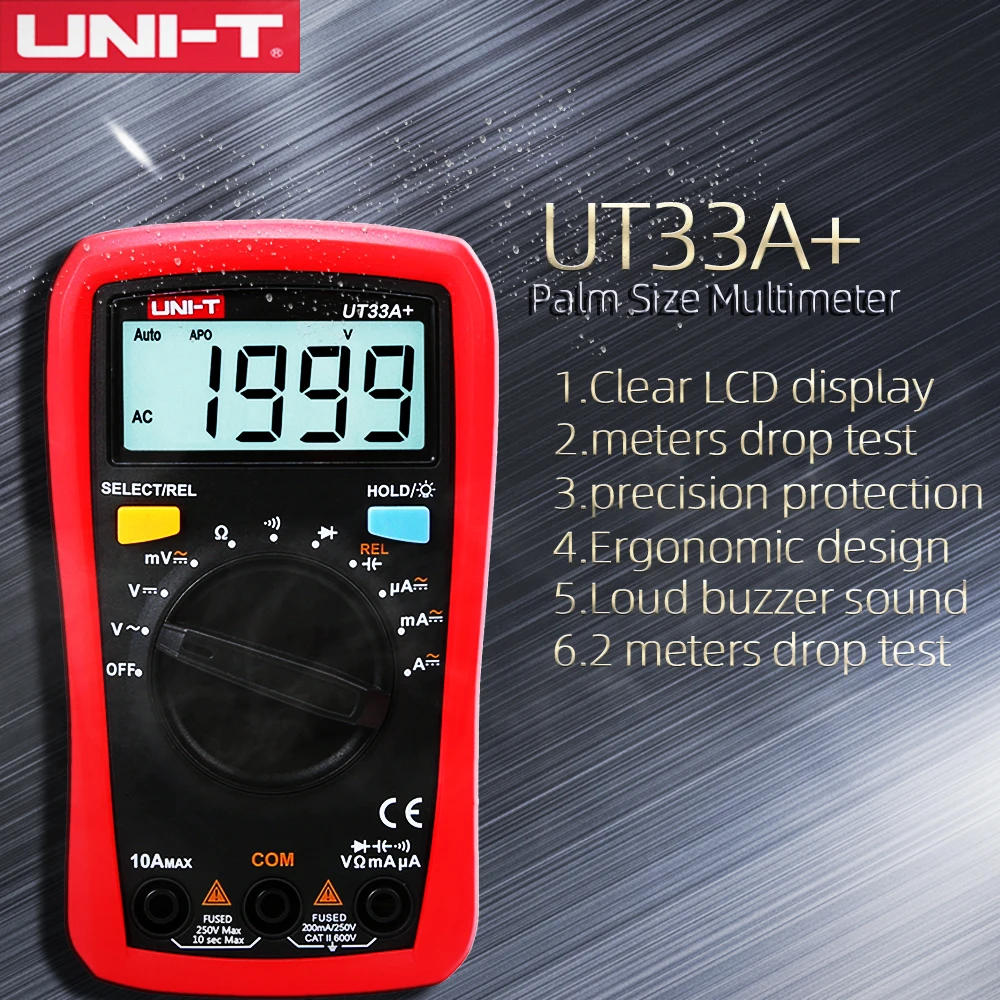 UNI T Цифровой мультиметр UT33A + автоматический диапазон напряжения Измеритель