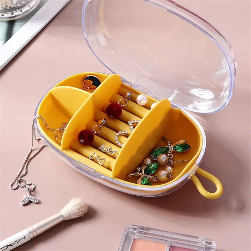 

Portable Jewelry Box with Lid Plastic Storage Container Dresser Earrings Necklace Ring Case Travel Organizer Home Supplies