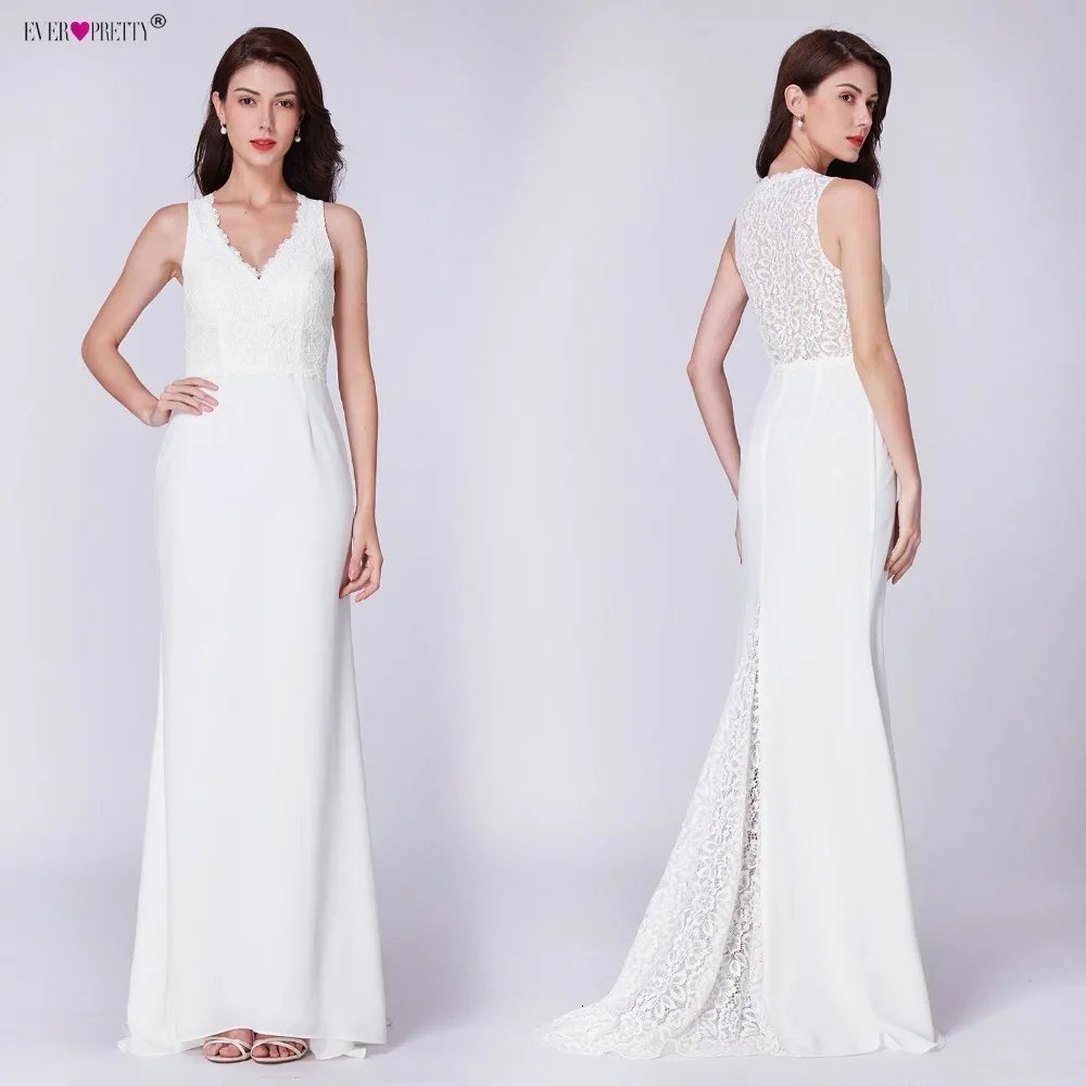 Элегантные цвета слоновой кости свадебное платье-бохо; Robe De Mariage Простой Линия с V-образным вырезом без рукавов кружево развертки Поезд Vestido De Noiva