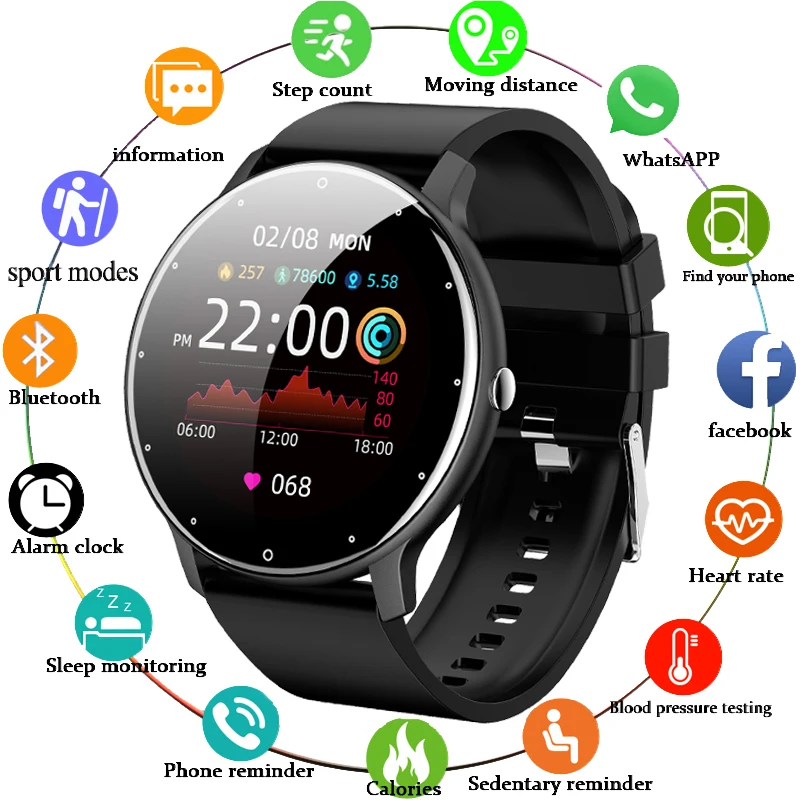 

LIGE 2021 New Men Smart Watch Real-time Activity Tracker Heart Rate Monitor Sports Women Smart Watch Men Clock For Android IOS