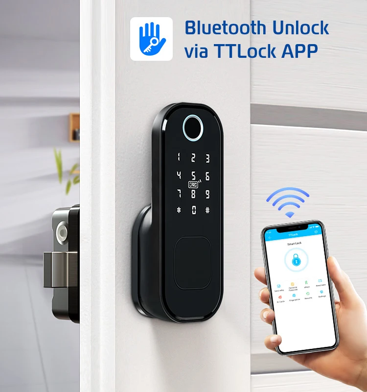 Смарт-замок дверной с идентификацией по отпечатку пальца Bluetooth Wi-Fi | Безопасность