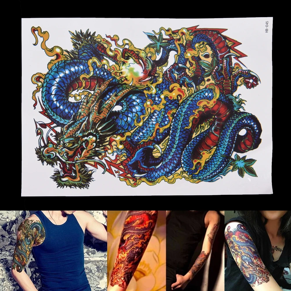 

1 Sheet Dragon Tattoo Stickers Waterproof Arm Leg Body Temporary Art Tattoo Stickers Men Tattoo Transfer Sexy Products 10*20cm