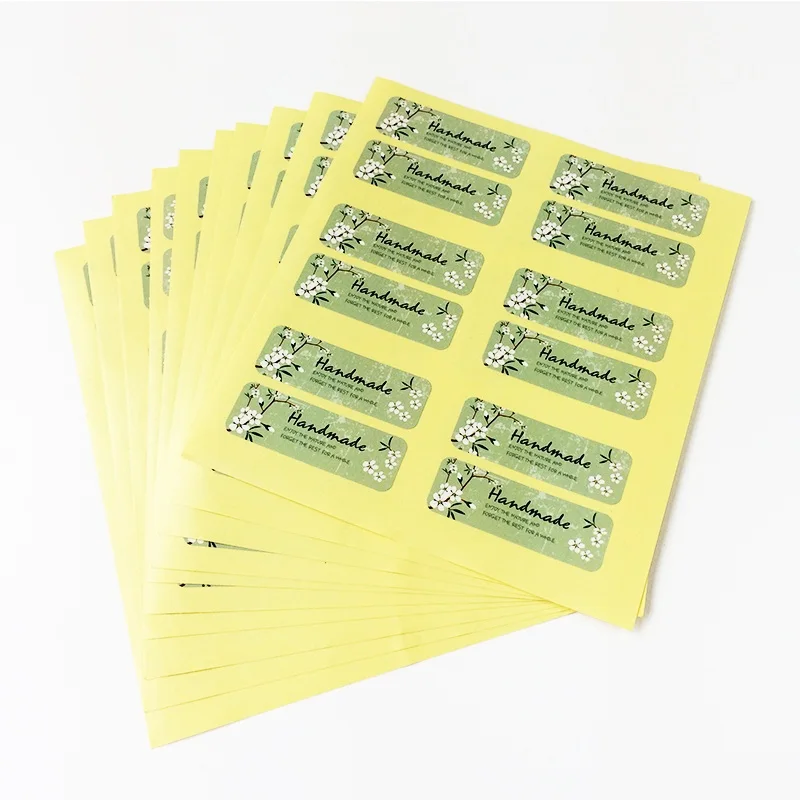 1200 шт./лот белая Цветочная курсивная синяя Нижняя крафт бумага наклейка с