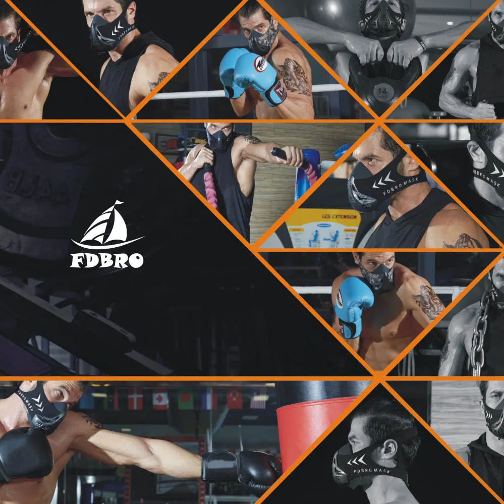 Спортивная маска для бега FDBRO Спортивная маска шестискоростная тренировочная противокислородная защита сопротивление кислороду высота кардио маска для выносливости