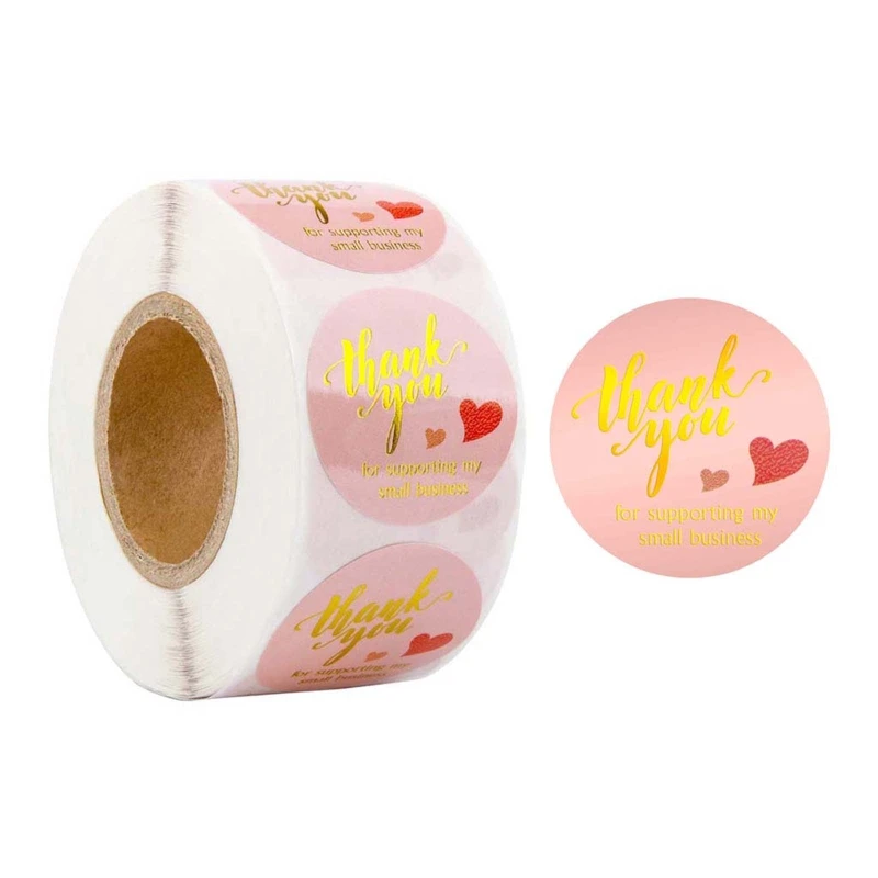 

500pcs/roll Pink DIY Handmade Thank You Stickers Wedding Package Seal Labels