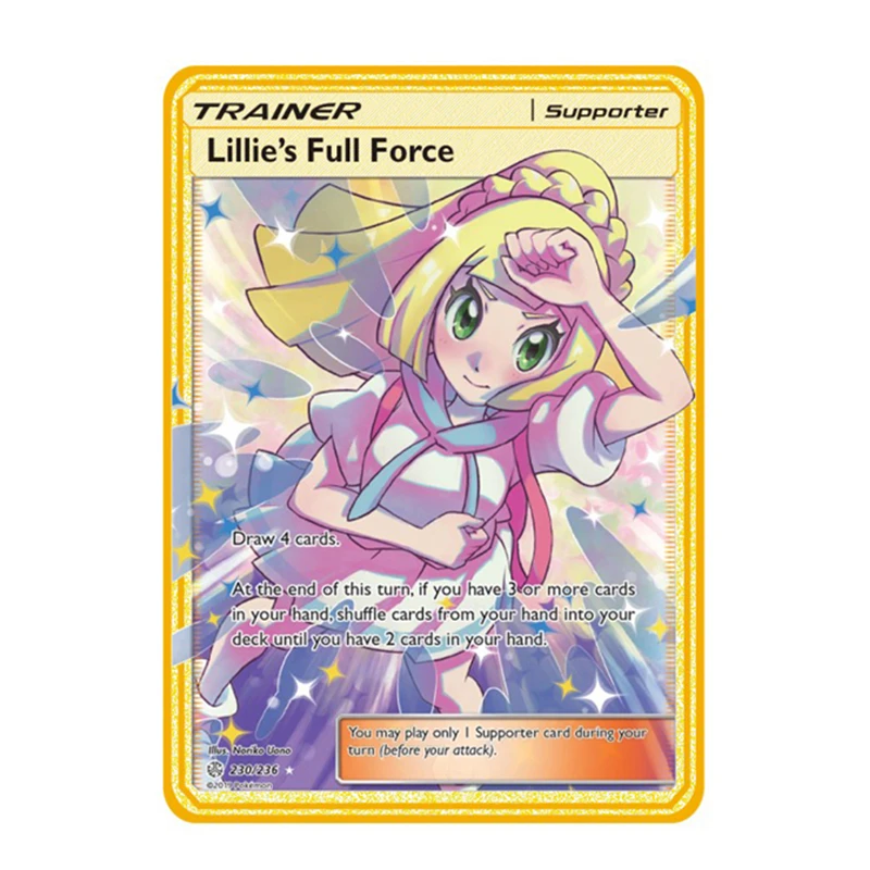 Аниме Покемон металлический тренер Lillie карты японская версия морская Золотая