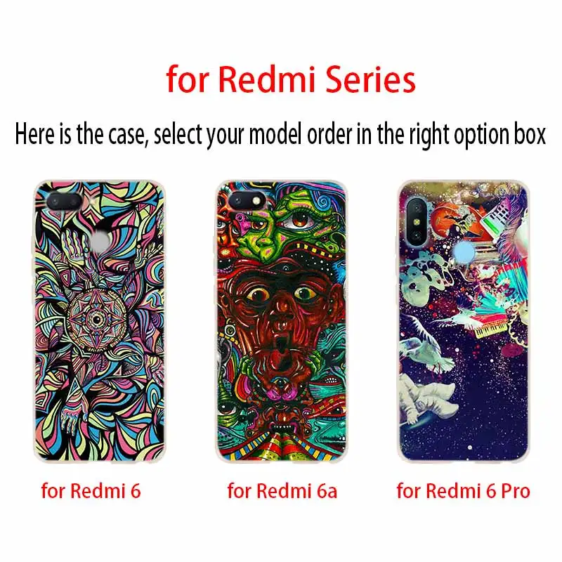 Силиконовый чехол для Xiaomi Redmi 10 9 8 7 6 5 4 A 9at Prime 4x Y3 с психоделическим рисунком |