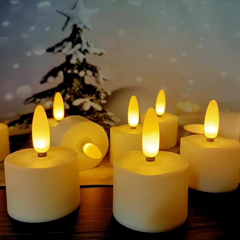 

New 12 Pcs Christmas Candles Flameless Night Light Flashing Led Candle With Batteries For Halloween Birthday Home Decoration