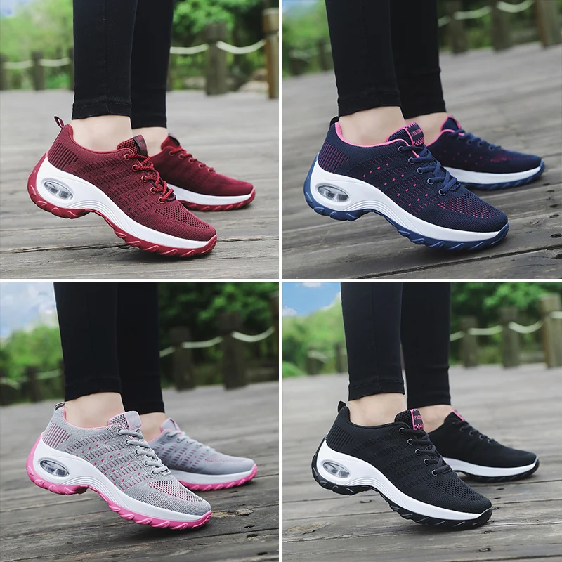 Height Increasing Sneakers for Women Air Cushion Sport Shoes Outdoor Gym Shoes Rocking Shoes Trainers Platforms Autumn