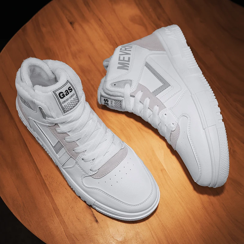 Мужские зимние высокие кроссовки CYYTL с мехом трендовая кожаная обувь для