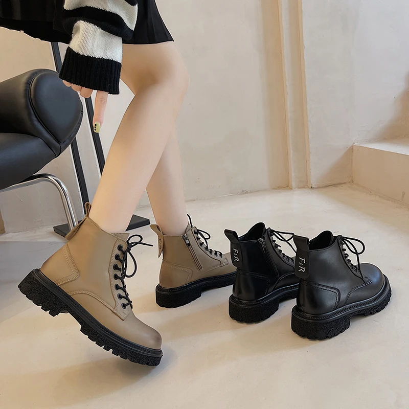 

Зимние женские ботинки в стиле ретро, дышащая спортивная обувь с высоким верхом, увеличивающие рост женские ботильоны, военные ботинки на п...