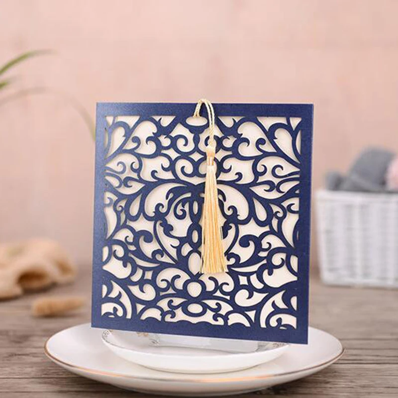 1 шт. образец лазерной резки свадебные пригласительные открытки квадратные