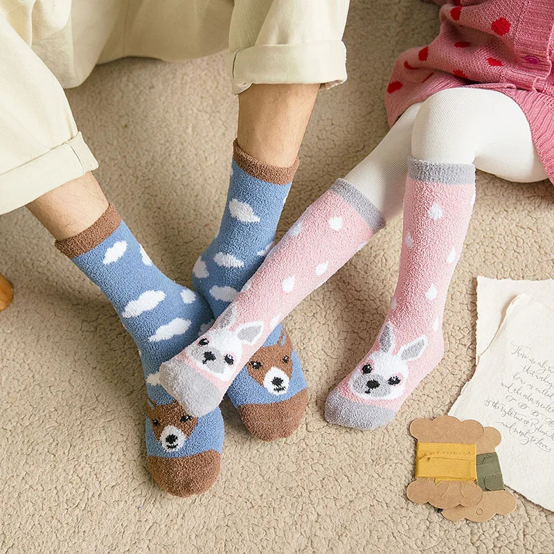

Autumn and Winter New Animal Cartoon Coral Fleece Socks for Female Students Cute Plus Fleece Thick Socks To Keep Warm Kawaii