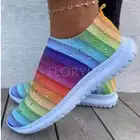 Женские кроссовки без шнуровки, Повседневные вязаные кроссовки-носки с блестящими кристаллами, Вулканизированная подошва, 2021